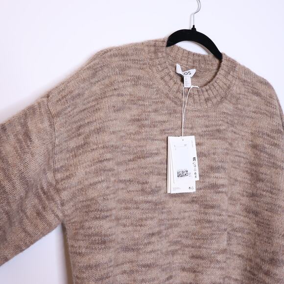 COS NEW Loose-Fit Cropped Sweater Beige Crew Neck Dolman Sleeve Casual Women's L - Picture 9 of 13